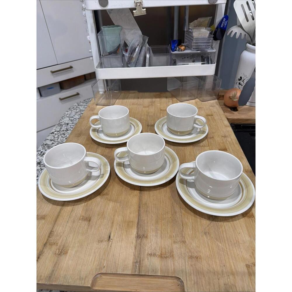 NEW VTG Impressions by Daniele ~ Country Day Stoneware 10 Cups/saucers NWT *